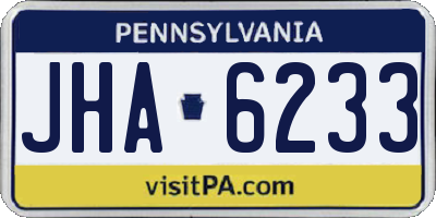 PA license plate JHA6233