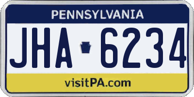 PA license plate JHA6234