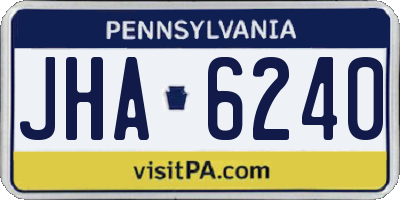 PA license plate JHA6240