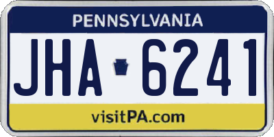 PA license plate JHA6241