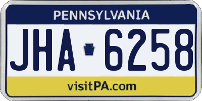 PA license plate JHA6258