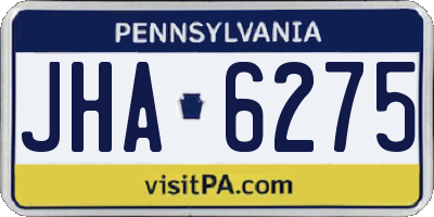 PA license plate JHA6275