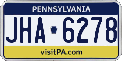 PA license plate JHA6278