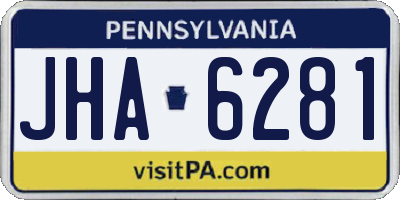 PA license plate JHA6281
