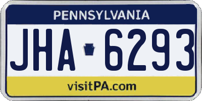 PA license plate JHA6293