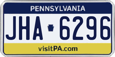 PA license plate JHA6296