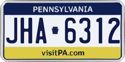 PA license plate JHA6312