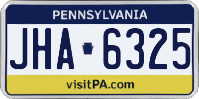 PA license plate JHA6325