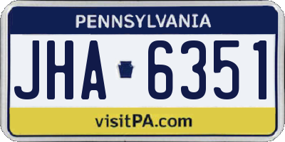 PA license plate JHA6351