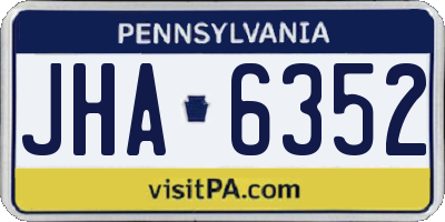 PA license plate JHA6352