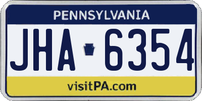PA license plate JHA6354