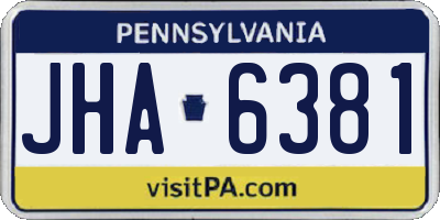 PA license plate JHA6381