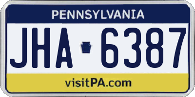 PA license plate JHA6387