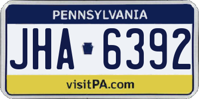 PA license plate JHA6392