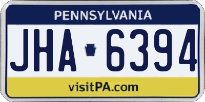 PA license plate JHA6394