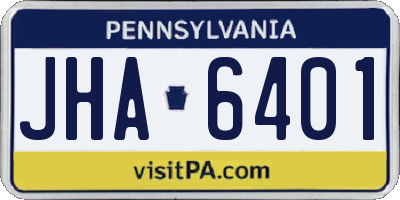 PA license plate JHA6401