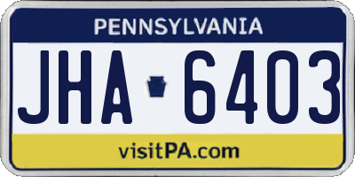 PA license plate JHA6403