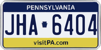 PA license plate JHA6404