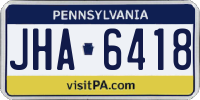 PA license plate JHA6418