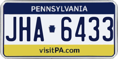 PA license plate JHA6433