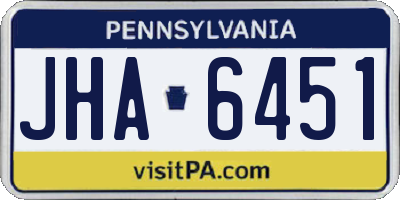 PA license plate JHA6451