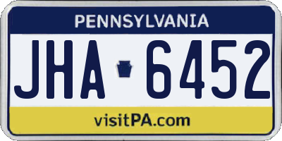 PA license plate JHA6452