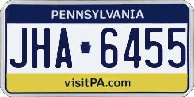 PA license plate JHA6455