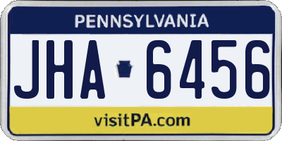 PA license plate JHA6456
