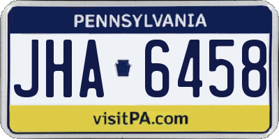 PA license plate JHA6458