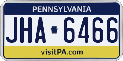 PA license plate JHA6466