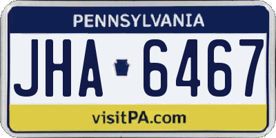PA license plate JHA6467