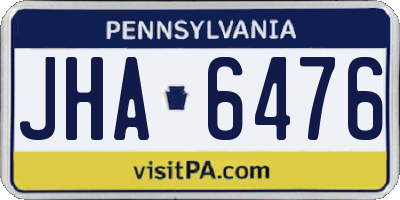 PA license plate JHA6476
