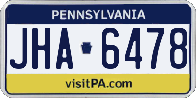 PA license plate JHA6478