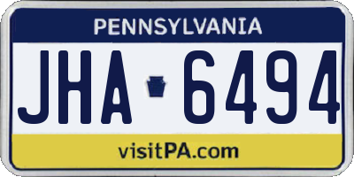 PA license plate JHA6494
