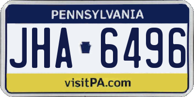 PA license plate JHA6496