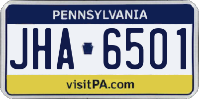 PA license plate JHA6501