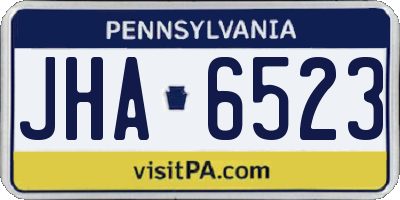 PA license plate JHA6523
