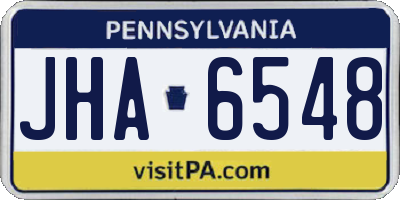 PA license plate JHA6548