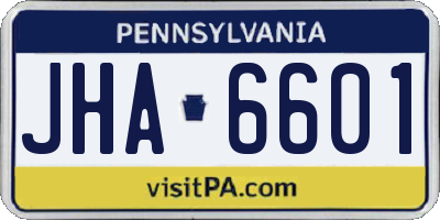 PA license plate JHA6601