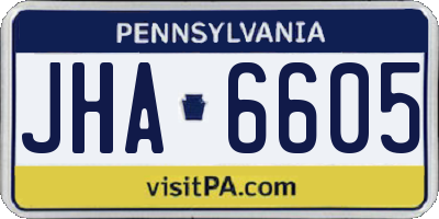 PA license plate JHA6605