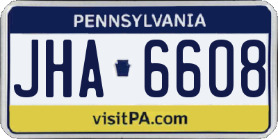 PA license plate JHA6608