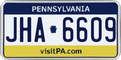 PA license plate JHA6609