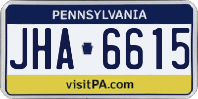 PA license plate JHA6615