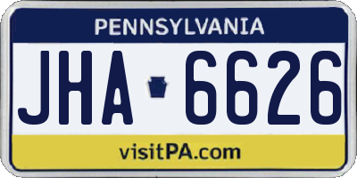 PA license plate JHA6626