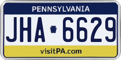 PA license plate JHA6629