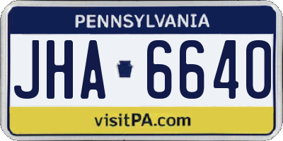 PA license plate JHA6640