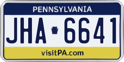 PA license plate JHA6641