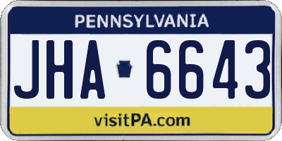 PA license plate JHA6643