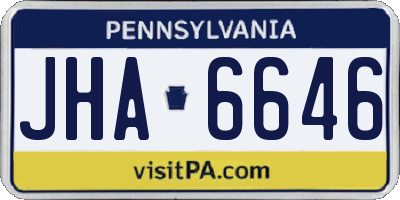 PA license plate JHA6646