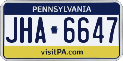 PA license plate JHA6647